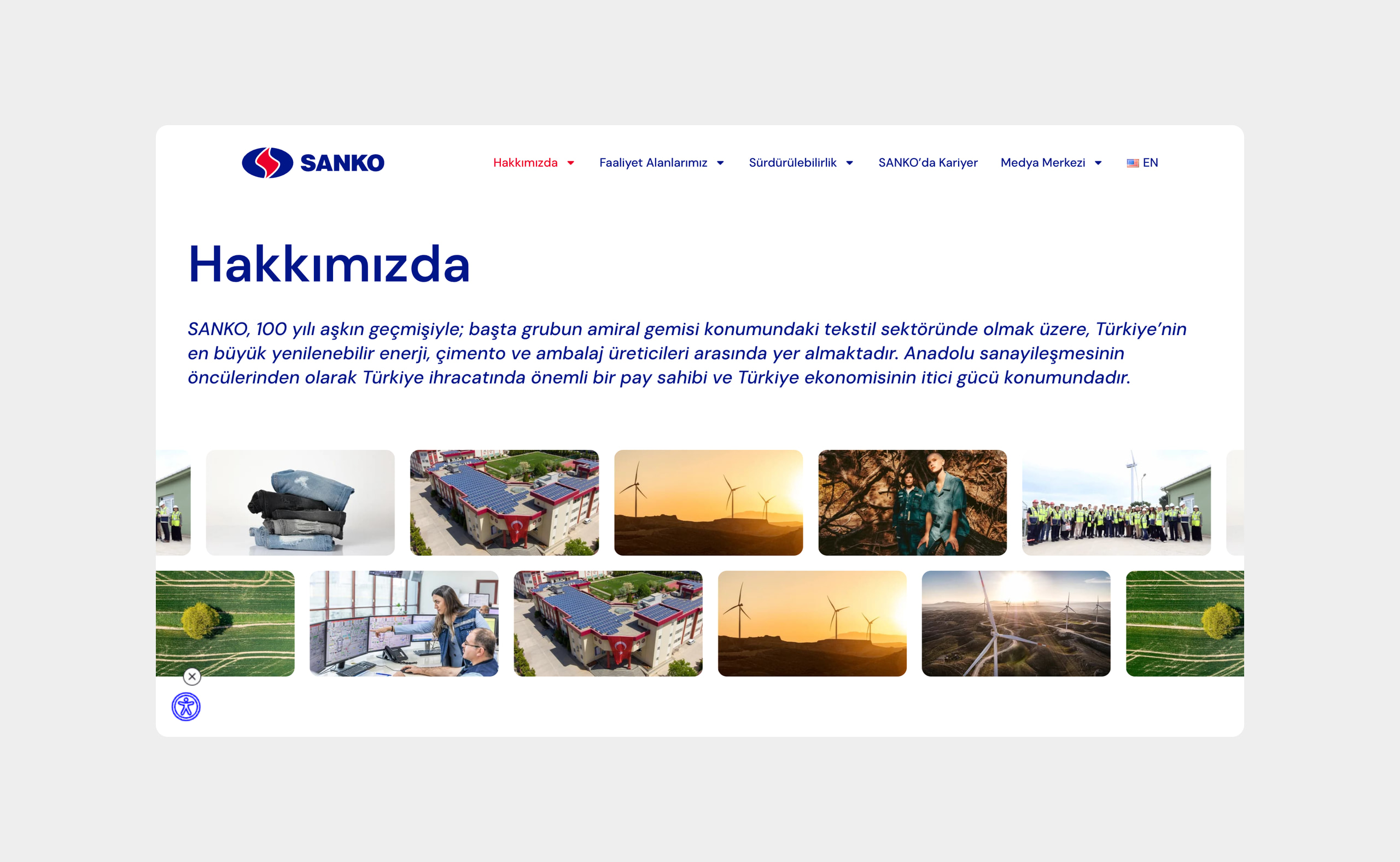 SANKO Holding web sitesi önizlemesi