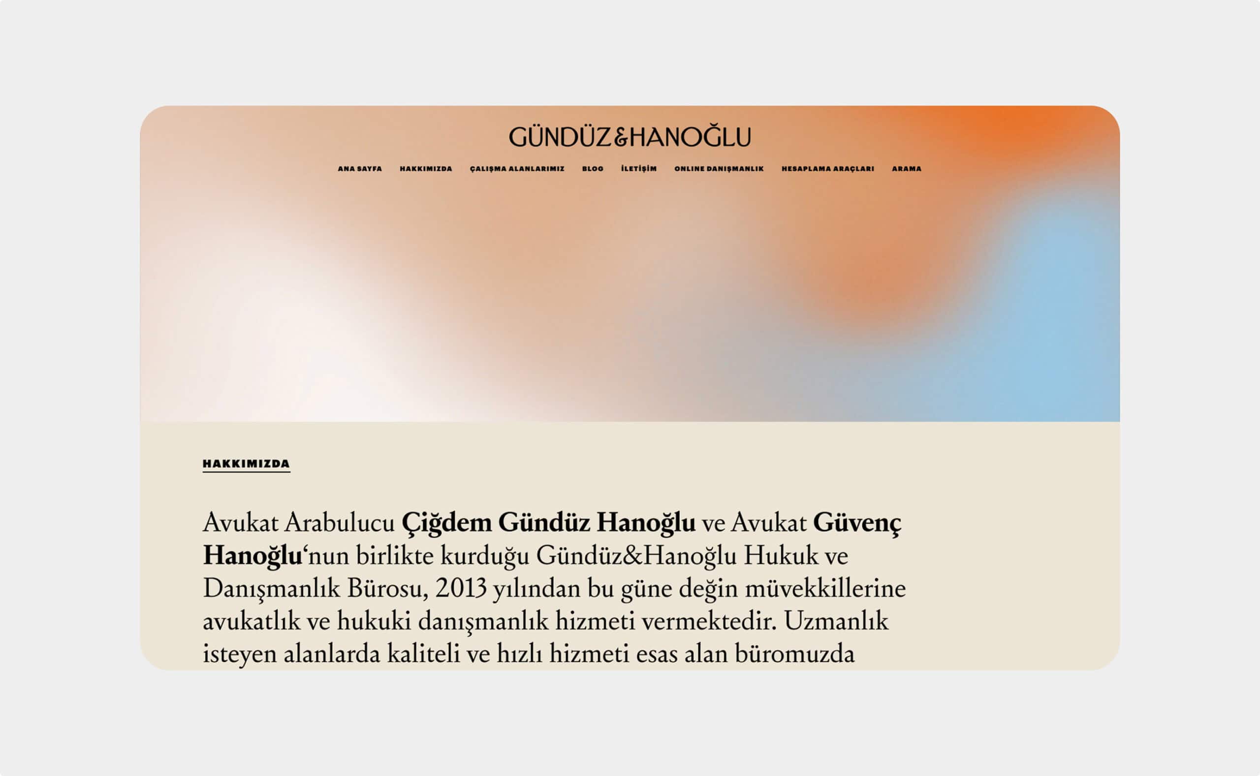 Gündüz Hanoğlu Hukuk web sitesi önizlemesi